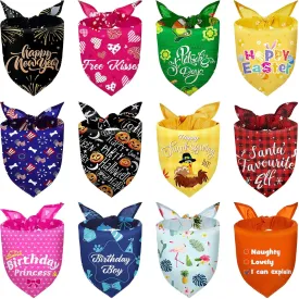 12 Pieces Holiday Dog Bandanas Patriotic Dog Scarf Birthday Daily Halloween Festival Costume Supply Pets Scarf Bandana for Cats Pets Costume(Small)