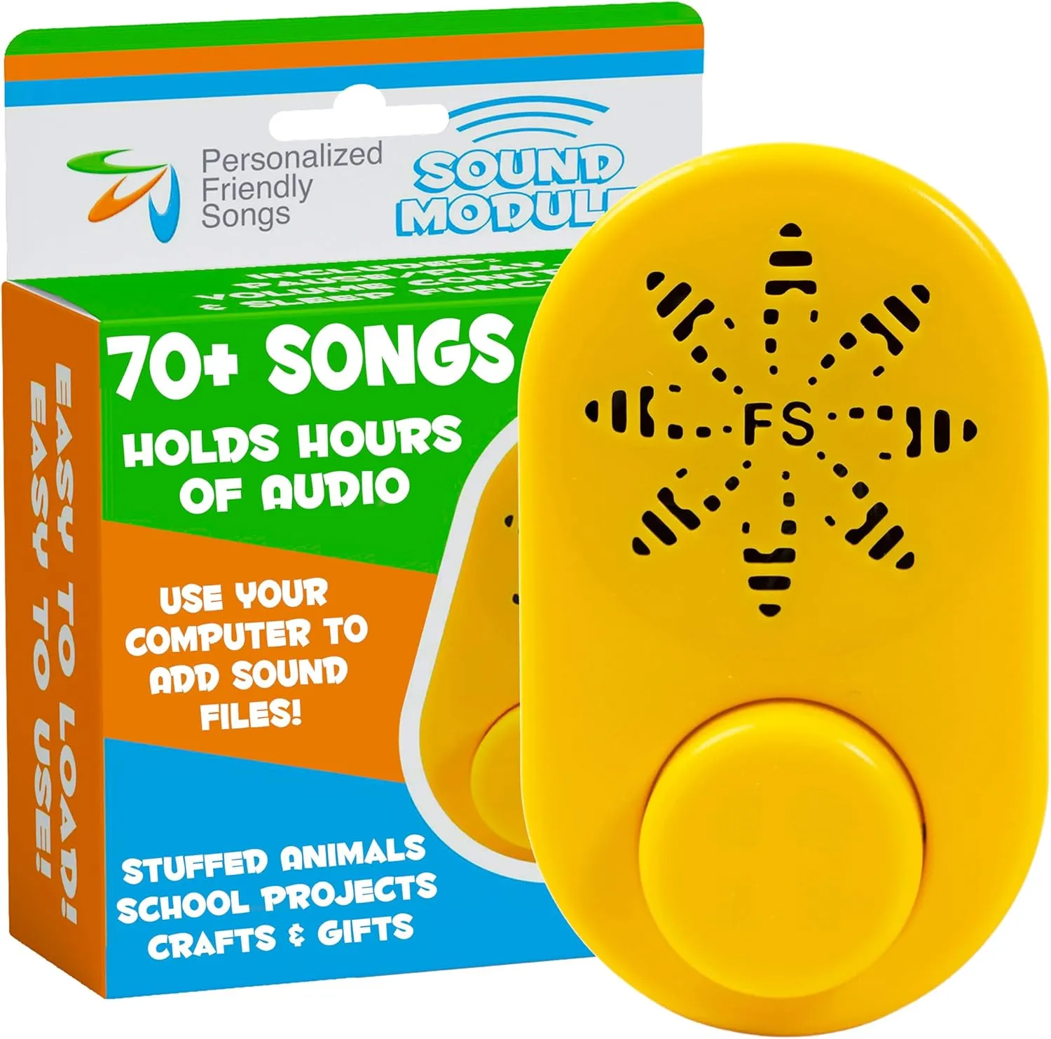 2 Hr Voice Recorder for Stuffed Animals by Friendly Songs - This Sound Module can Hold 70  Songs in The Voice Box for Personalized Stuffed Animals and Custom Plush Teddy Bears with Voice Recordings