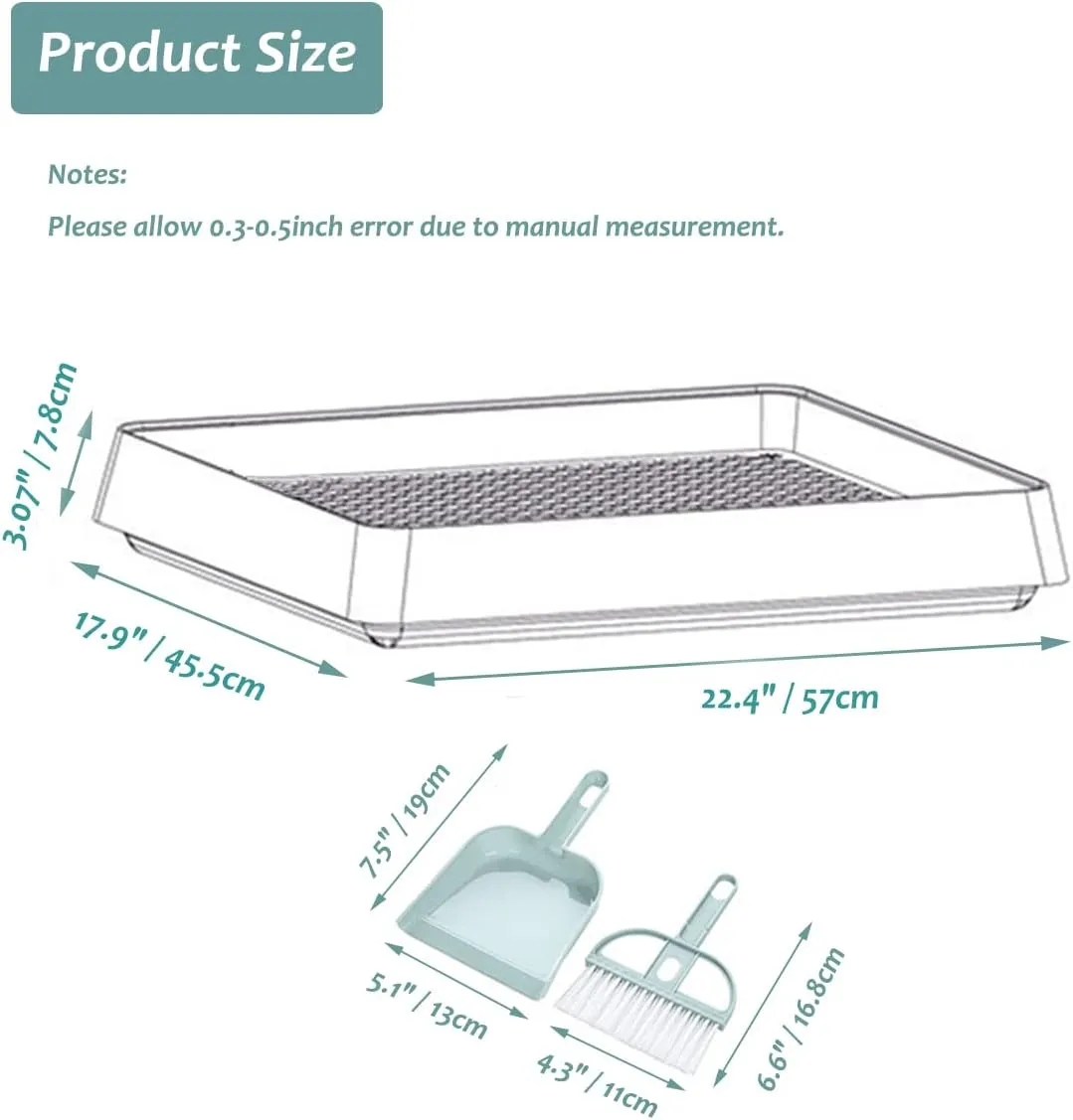 22x18 Inches Rabbit Litter Box With Grate, Extra Large Pan for Cage, Bunny Restroom Tray, Small Animals Toilet Potty Trainer for Hamster Ferret Rats Guinea Pigs Hedgehog