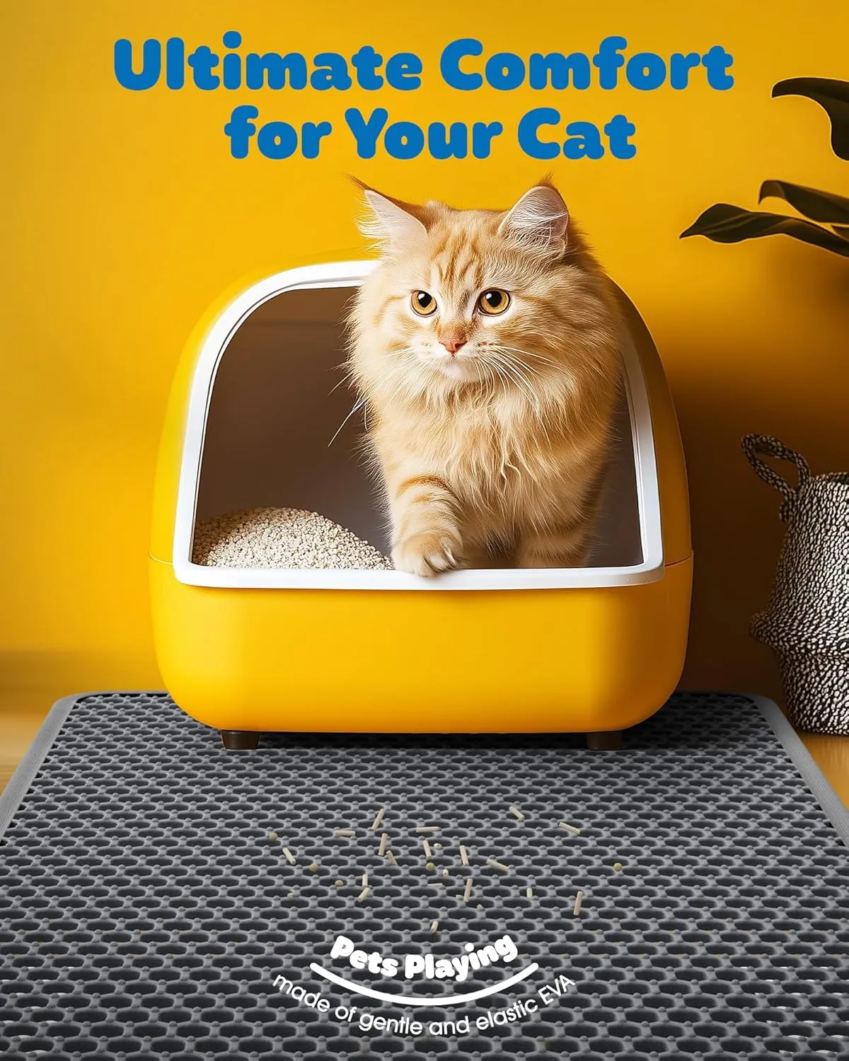 27" x 19" Cat Litter Mat - Large Litter Box Mat with Double Layers, Urine-Proof and Non-Slip Litter Trapping Mat, Easy to Clean Kitty Litter Mats for Floor, Scatter Control, Grey