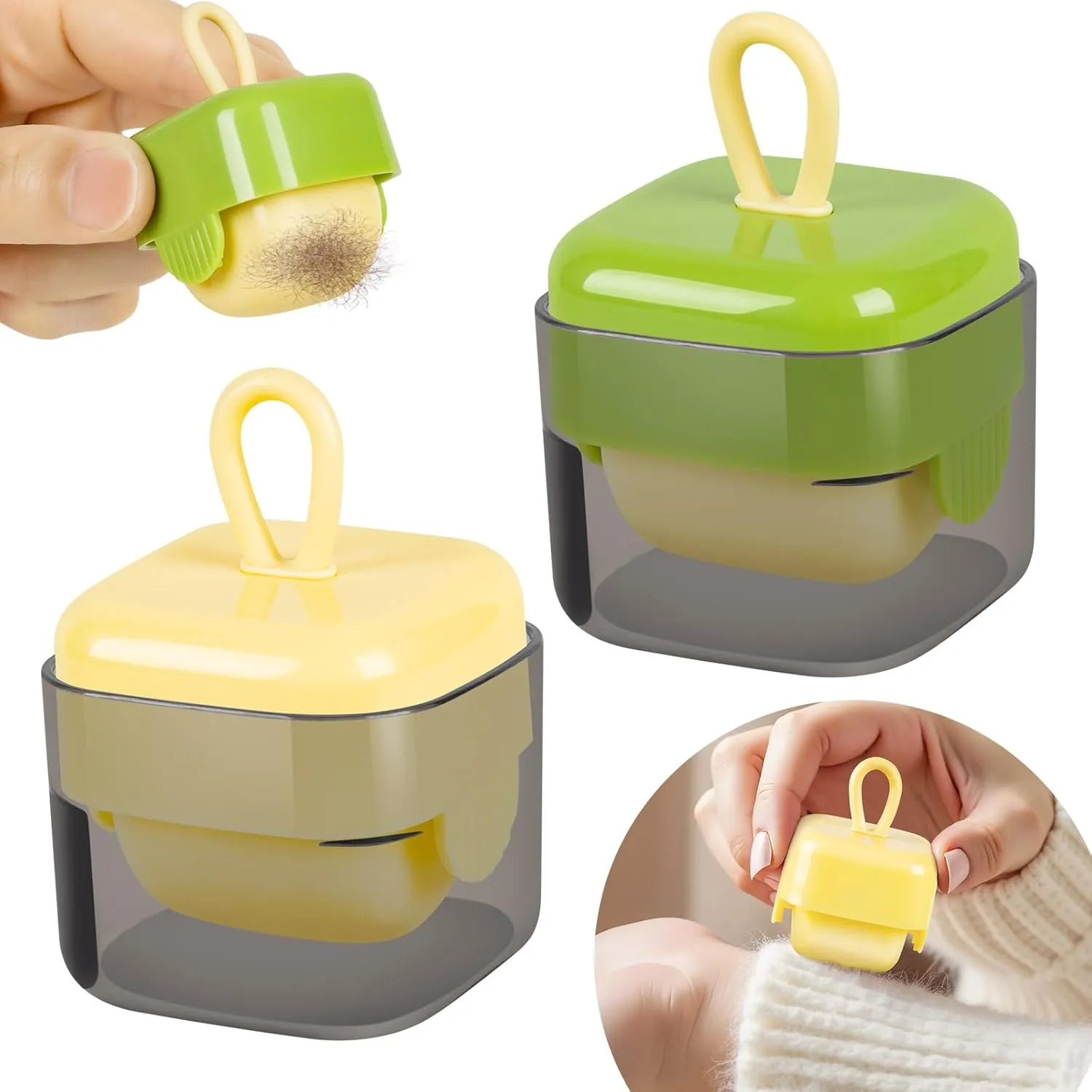2Pcs Mini Portable Lint Roller, Reusable Lint Rollers, Washable Sticky Roller for Pet Hair Debris Removal Tool - Mini Lint Roller for Purse and Household (Beige Green)