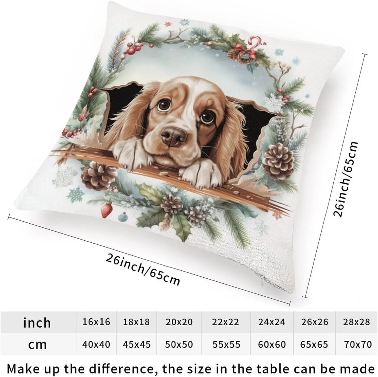 American Cocker Spaniel Throw Pillow Cover Peeking Dog in Crack Check Pillow Dog Memorial Pillows Farmhouse Decor Linen Throw Pillows for Sofa Chair Car 26x26in Easter Gift to Dog Mom