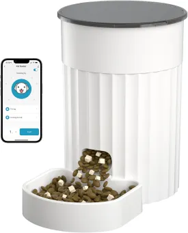 Automatic Cat Feeder 3L, 2.4G WiFi Auto Pet Food Dispenser for Cats and Small Dogs, Timed Cat Feeder Programmable Portion Size with APP Control & Alexa 1-10 Meals Per Day (White)