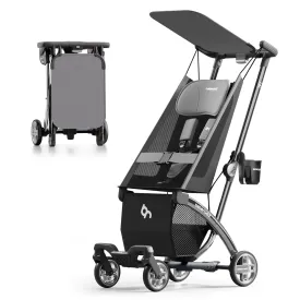 Beberoad Love R1 Auto-Folding Ultra Lightweight Travel Stroller for Airplane, Compact for Babies & Toddlers Aged 6-36 Months, 11.5 lbs, Combines into Double Stroller, Gray
