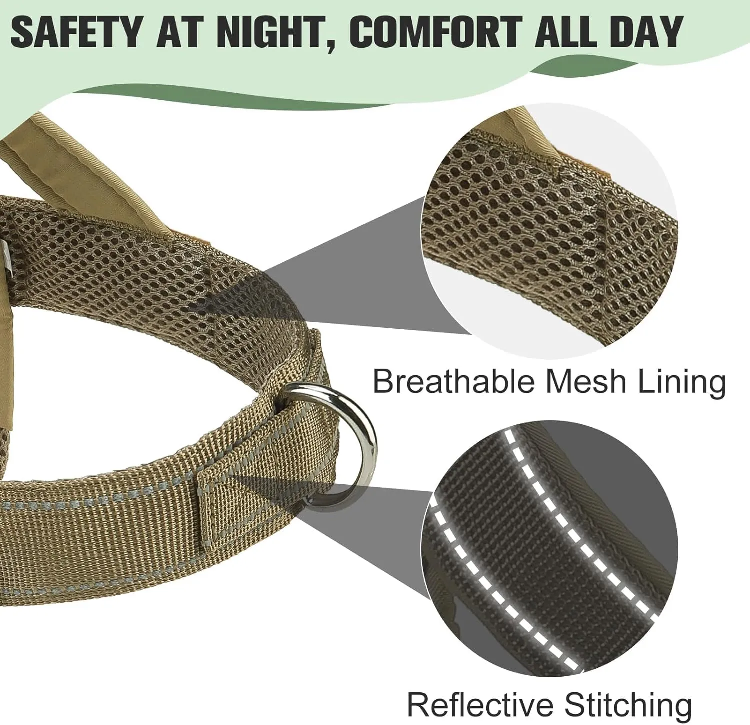 BINGPET No Pull Dog Harness with Two Patches and Soft Handle,Reflective Adjustable Easy Walk Dog Harness for Small Medium Large Dogs,Quick Fit & Escape Proof for Outdoor Walking Training(Yellow,L)