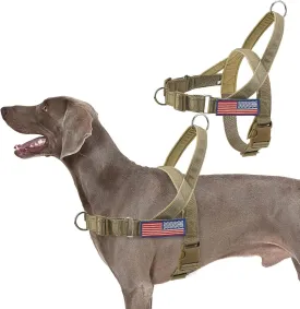 BINGPET No Pull Dog Harness with Two Patches and Soft Handle,Reflective Adjustable Easy Walk Dog Harness for Small Medium Large Dogs,Quick Fit & Escape Proof for Outdoor Walking Training(Yellow,L)