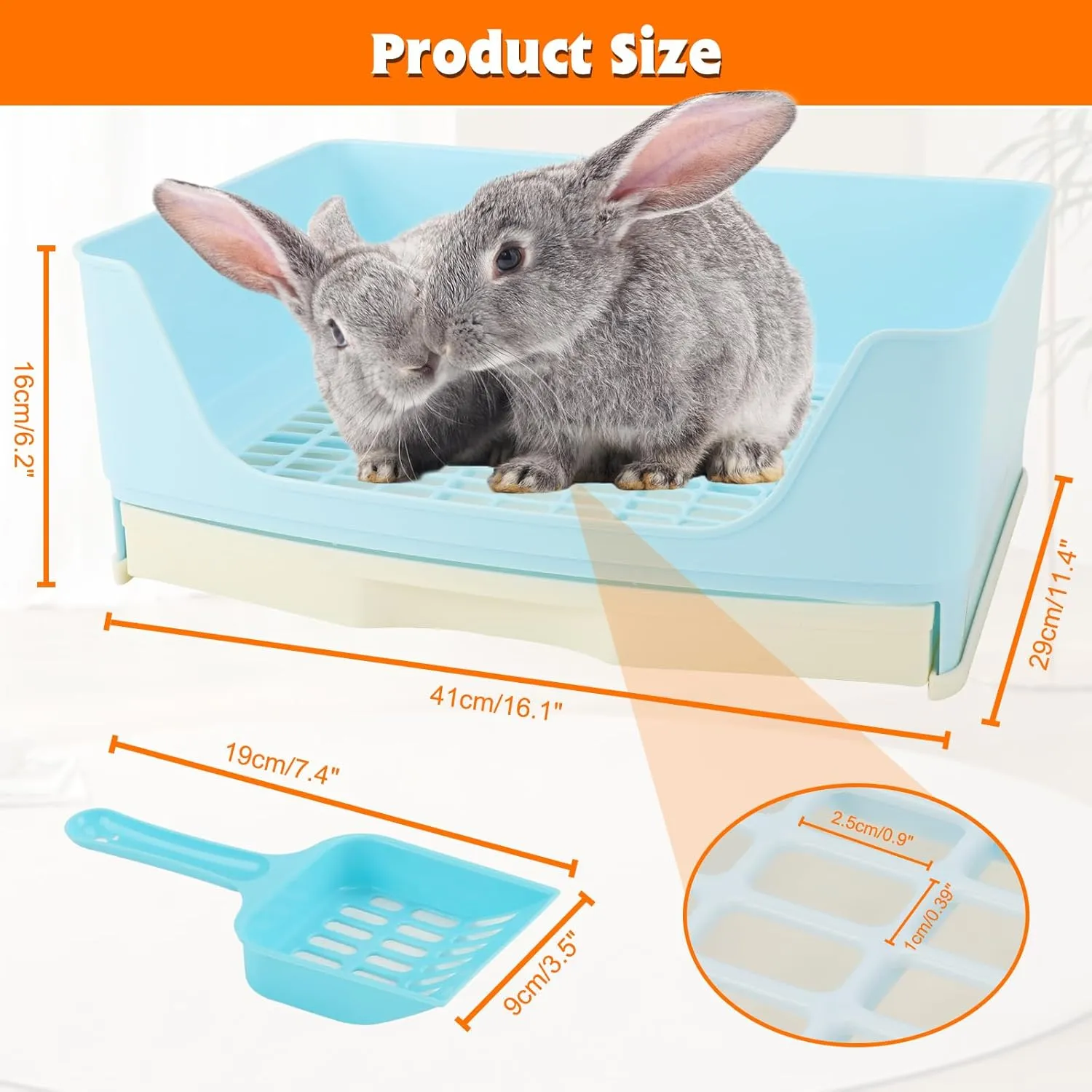 BWOGUE Large Rabbit Litter Box Toilet,Potty Trainer Corner Bedding with Drawer Larger Pet Pan for Adult Guinea Pigs, Rabbits, Hamster, Chinchilla, Ferret, Galesaur, Small Animals(Blue)