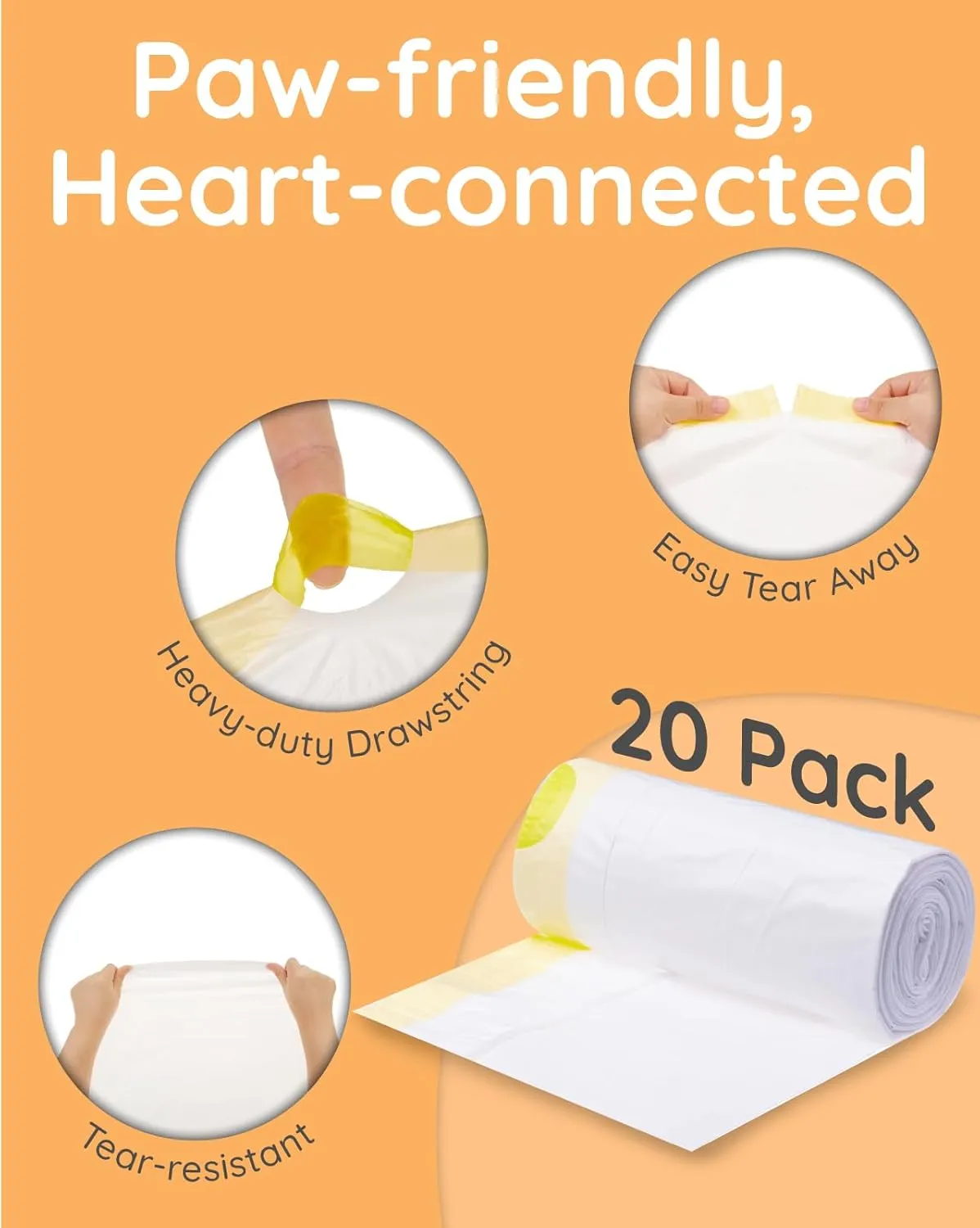 Cat Litter Box Liners with Drawstring 20 Count, 23x14 Kitty Litter Box Bags Leak-Proof liners Fit for Purax/PuraMax with 10KG/22LBS Load Capacity, Small