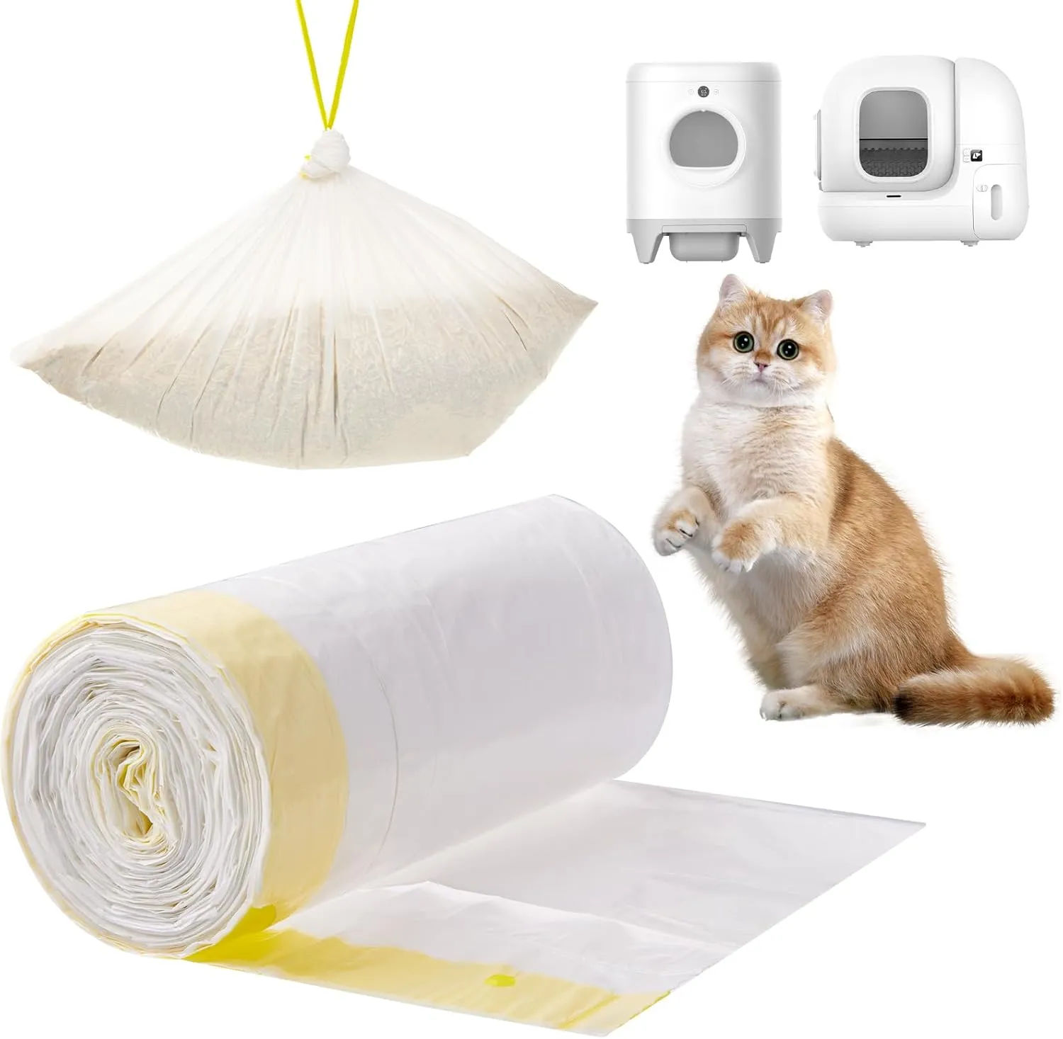 Cat Litter Box Liners with Drawstring 20 Count, 23x14 Kitty Litter Box Bags Leak-Proof liners Fit for Purax/PuraMax with 10KG/22LBS Load Capacity, Small