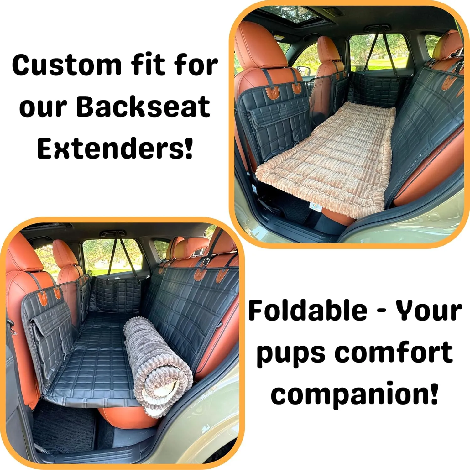 Deluxe Dog Bed Brown, Pad Topper, Pet Bed Mat, Non-Slip Bottom, Couch Cover Blanket, Dog Travel Bed, Custom Fit Cushion for Backseat Extenders, and Seat Covers
