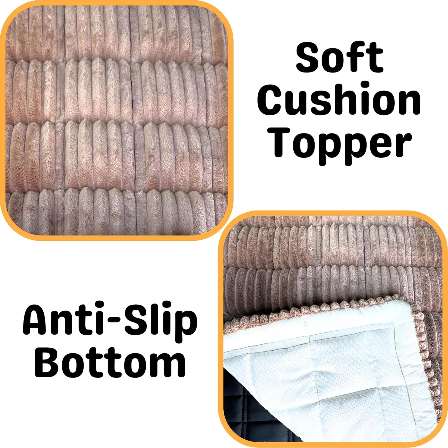 Deluxe Dog Bed Brown, Pad Topper, Pet Bed Mat, Non-Slip Bottom, Couch Cover Blanket, Dog Travel Bed, Custom Fit Cushion for Backseat Extenders, and Seat Covers