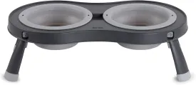 Dexas Pets Double Elevated Pet Feeder, Light Gray, Small/1 Cup Capacity Bowls (PW100432429)