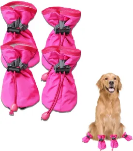 Dog Boots for Small Medium Large Dogs with Reflective Strap, Anti-Slip Dog Shoes for Hot Pavement, Dog Booties and Paw Protectors for Cat Pet Doggie Hiking Hardwood Indoor Outdoor (Pink 5)