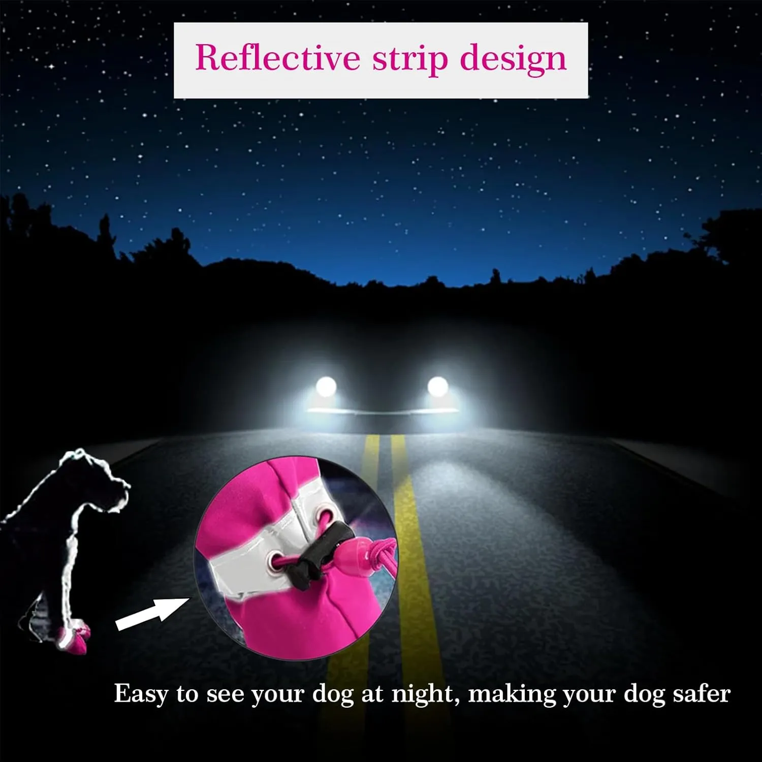 Dog Boots for Small Medium Large Dogs with Reflective Strap, Anti-Slip Dog Shoes for Hot Pavement, Dog Booties and Paw Protectors for Cat Pet Doggie Hiking Hardwood Indoor Outdoor (Pink 5)