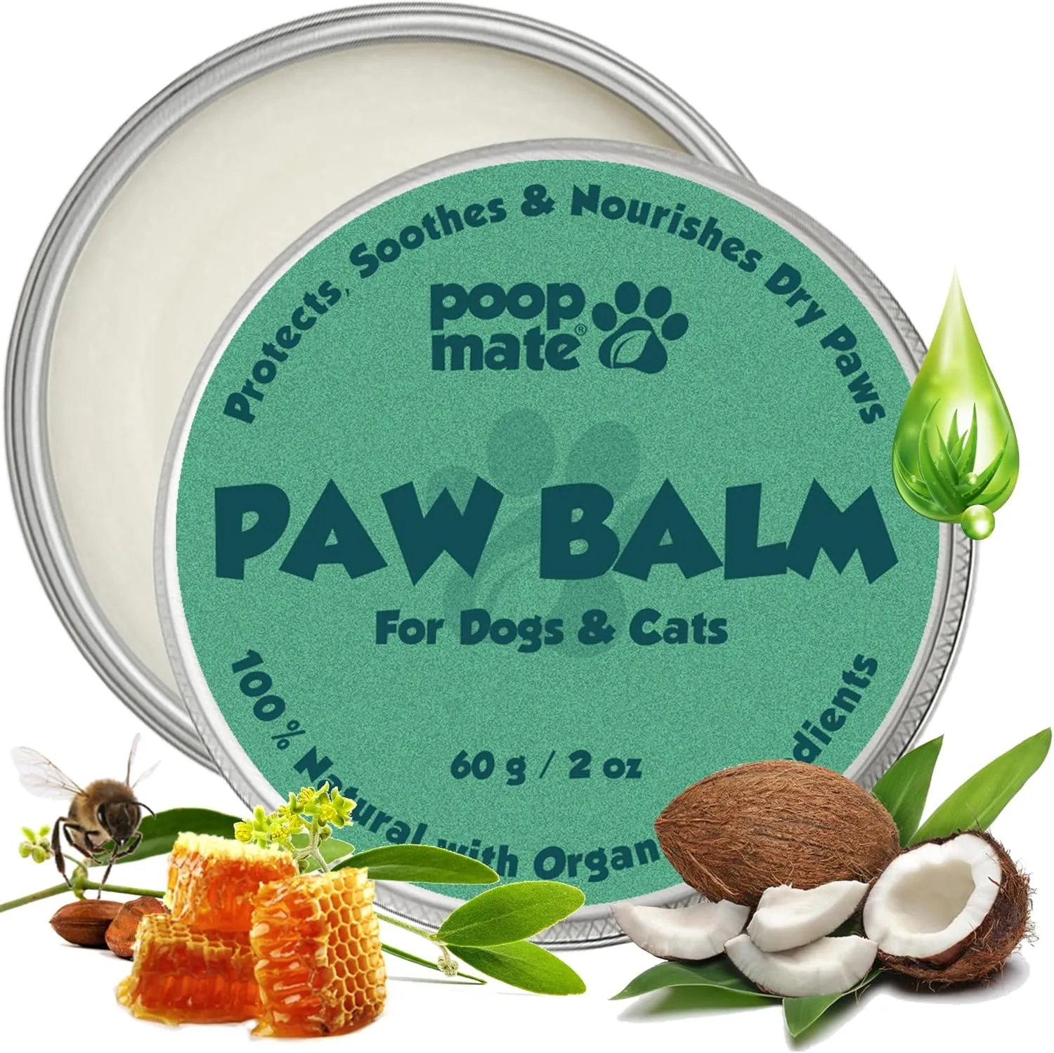 Dog Paw & Nose Balm (2 oz) | Natural, Lick-Safe Soothing Balm with Coconut Oil & Shea Butter | Moisturizing Paw Butter & Snout Cream for Dry, Cracked Pads & Noses