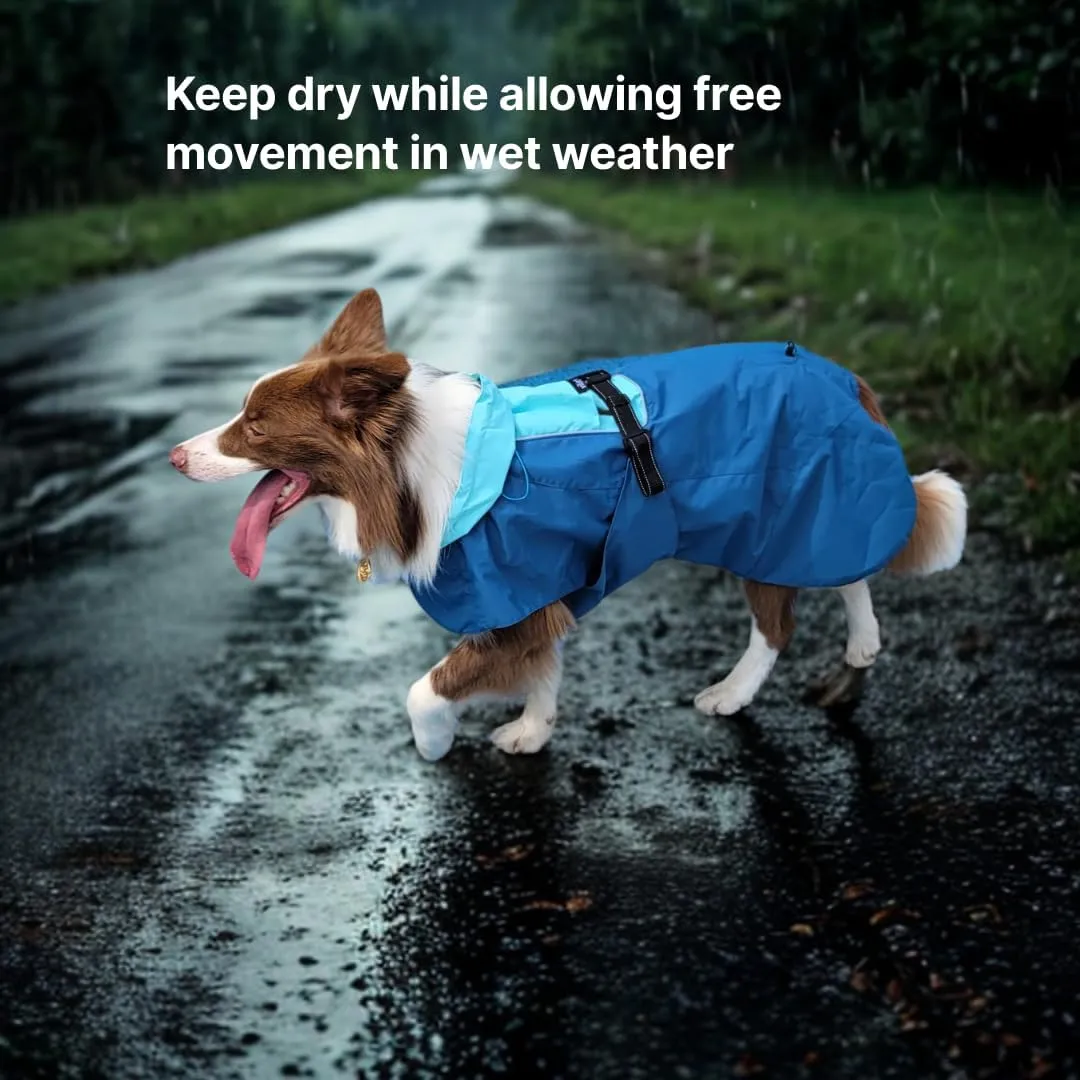 Dog Raincoat, Waterproof Jacket, Windproof & Lightweight Outdoor Rain Coat, Body Coverage Poncho,with Storage Bag, Blue, for Medium and Large Breed (X-Large)