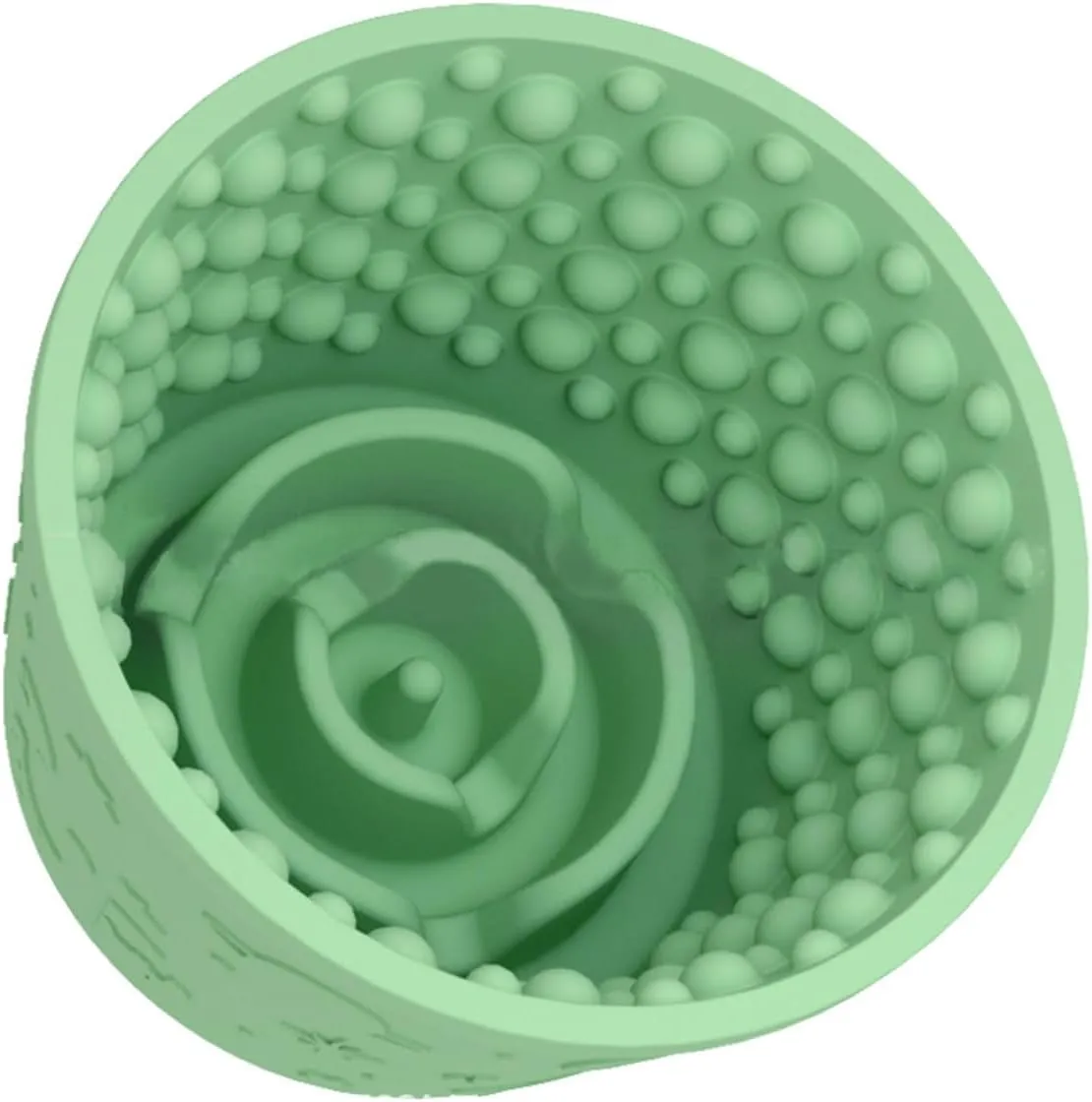Dog Slow Feeder Lick Bowl,Anxiety Relief Slow Feeder Treat Dispenser, Non-Slip Anti-chocking Pet Dish, Silicone Dog Licking Bowl Entertainment Interactive Puzzle Toy for Small & Medium-Green