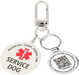 Dog Tag Personalized QR Code and Service Dog Tag, Modifiable Pet Online Profile, Multiple Emergency Contact, Scan QR Code Send Pet GPS Location Email
