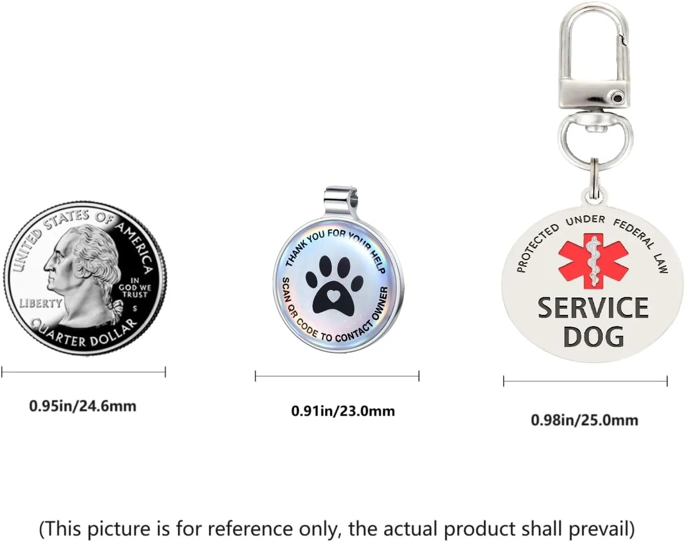 Dog Tag Personalized QR Code and Service Dog Tag, Modifiable Pet Online Profile, Multiple Emergency Contact, Scan QR Code Send Pet GPS Location Email