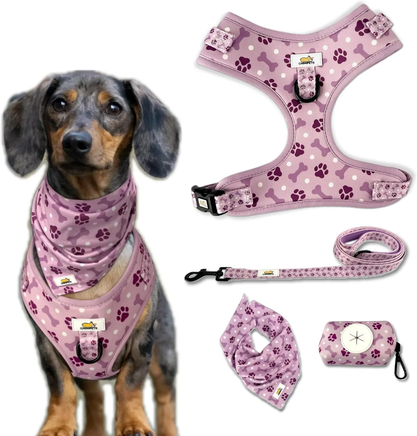 Easy-Walk Dog Harness and Leash, Small Easy-Walk Dog Harness, Puppy Starter Kit, No-Escape Harness & Leash Set Training | Frenchie, Yorkie, Chihuahua, Dachshund Dog or Puppy Vest w/Poop Bag Holder