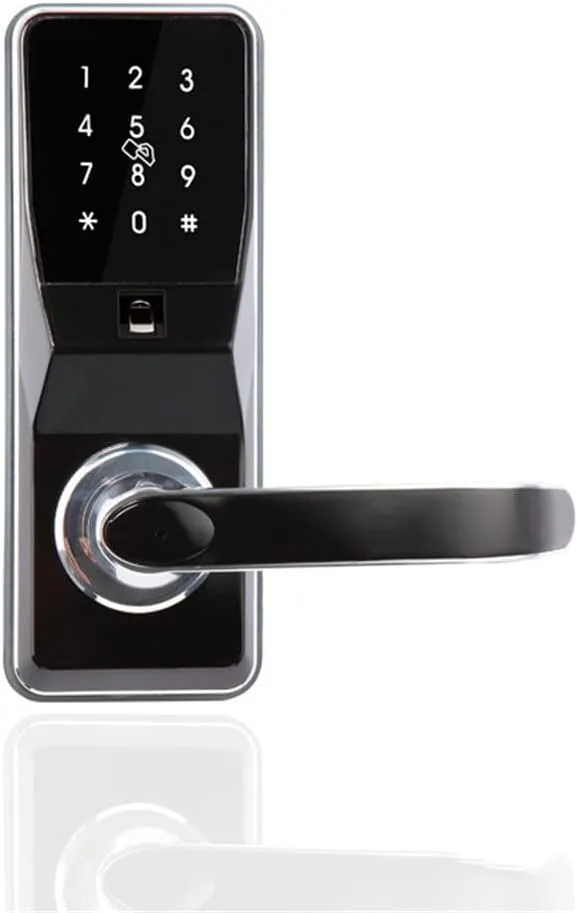 Electronic Fingerprint Door Lock Digital Smart Door Lock Unlock by Fingerprint,Code, Card, and Mechanical Key with 2 Cards
