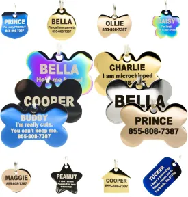 Engraved Dog Tags Personalized - Stainless Steel Engraved Dog Cat ID Tags Front & Back up to 8 Lines of Text Color Plating Gold, Rose Gold, Blue, Black, Nebula by PetANTastic