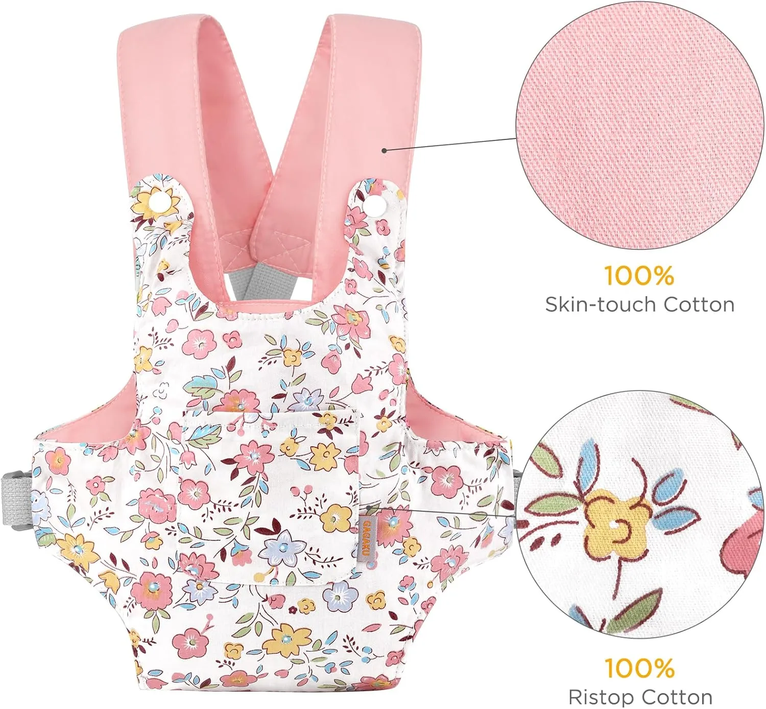 GAGAKU Baby Doll Carrier Doll Accessory Carrier Stuffed Animal Carrier with Adjustable Straps for Kids  Pink - Peach Blossom