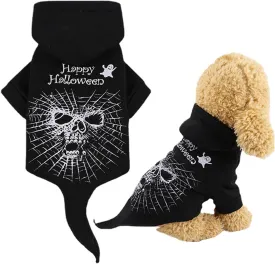 Halloween Dog & Cat Hoodies - Black Spider Fleece Sweatshirt - X-Small