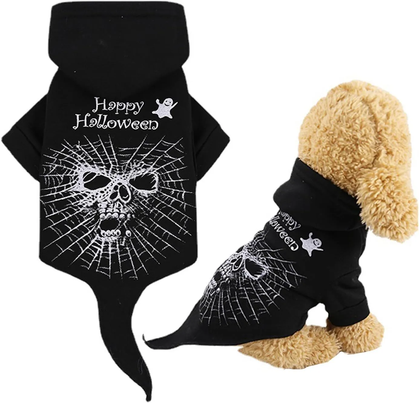 Halloween Dog & Cat Hoodies - Black Spider Fleece Sweatshirt - X-Small