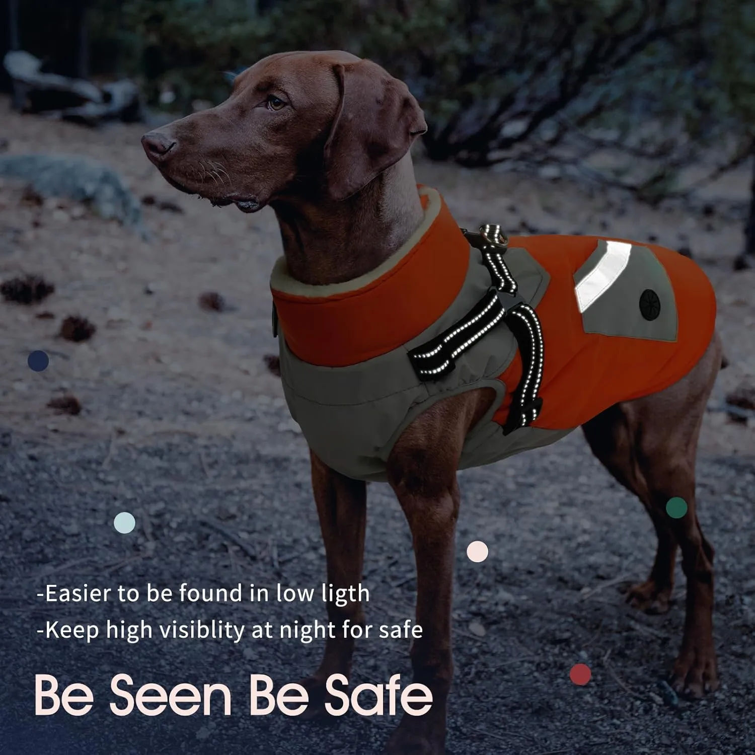 IECOii Warm Small Dog Coat Harness with D Ring -Orange,Small- Zip Small Dog Jacket Winter Reflective, Fleece Lined Dog Snowsuit Snow Jacket,Pet Clothes for Small Dogs Yorkshire Terrier Bichon Shih Tzu