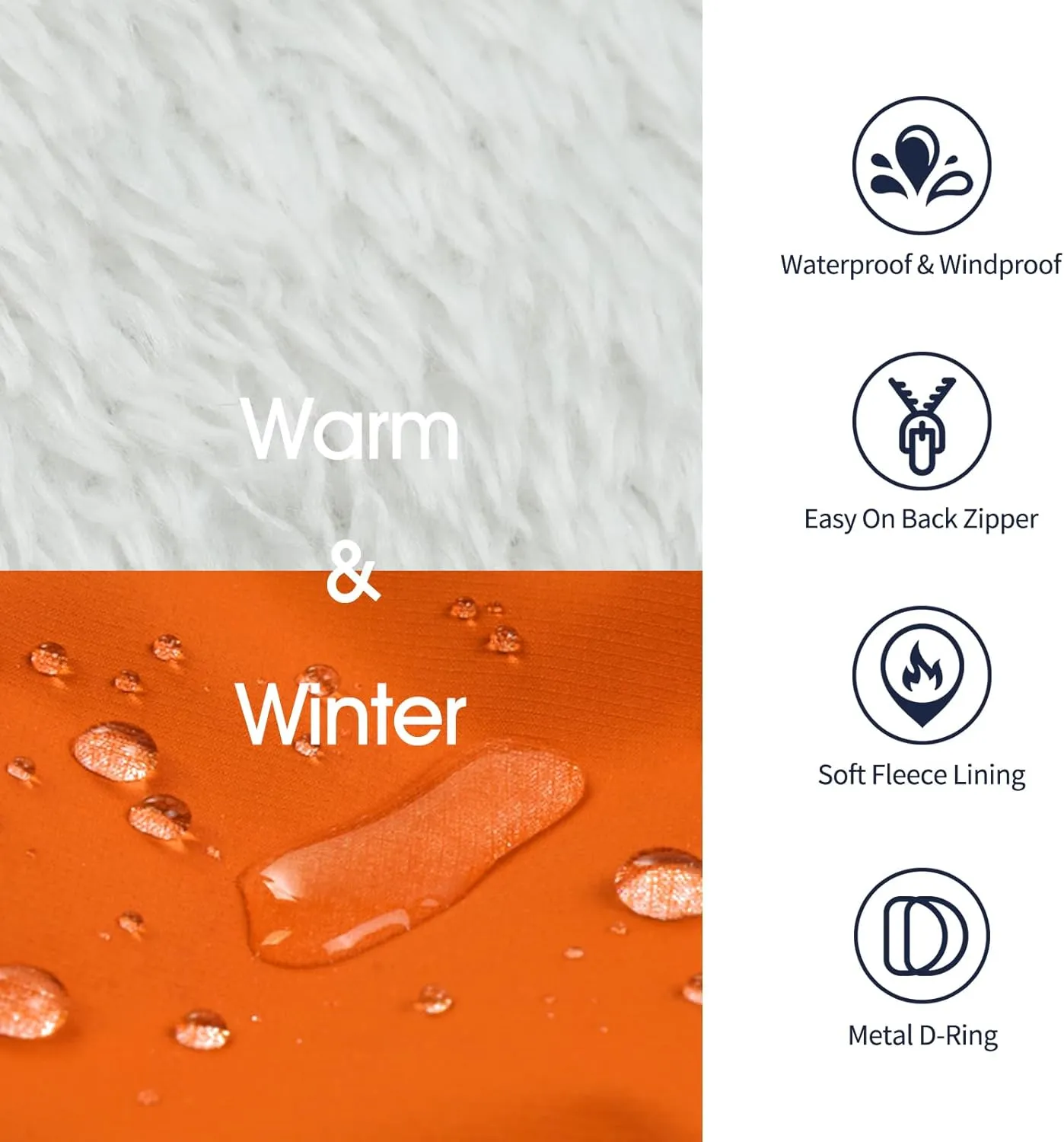 IECOii Warm Small Dog Coat Harness with D Ring -Orange,Small- Zip Small Dog Jacket Winter Reflective, Fleece Lined Dog Snowsuit Snow Jacket,Pet Clothes for Small Dogs Yorkshire Terrier Bichon Shih Tzu