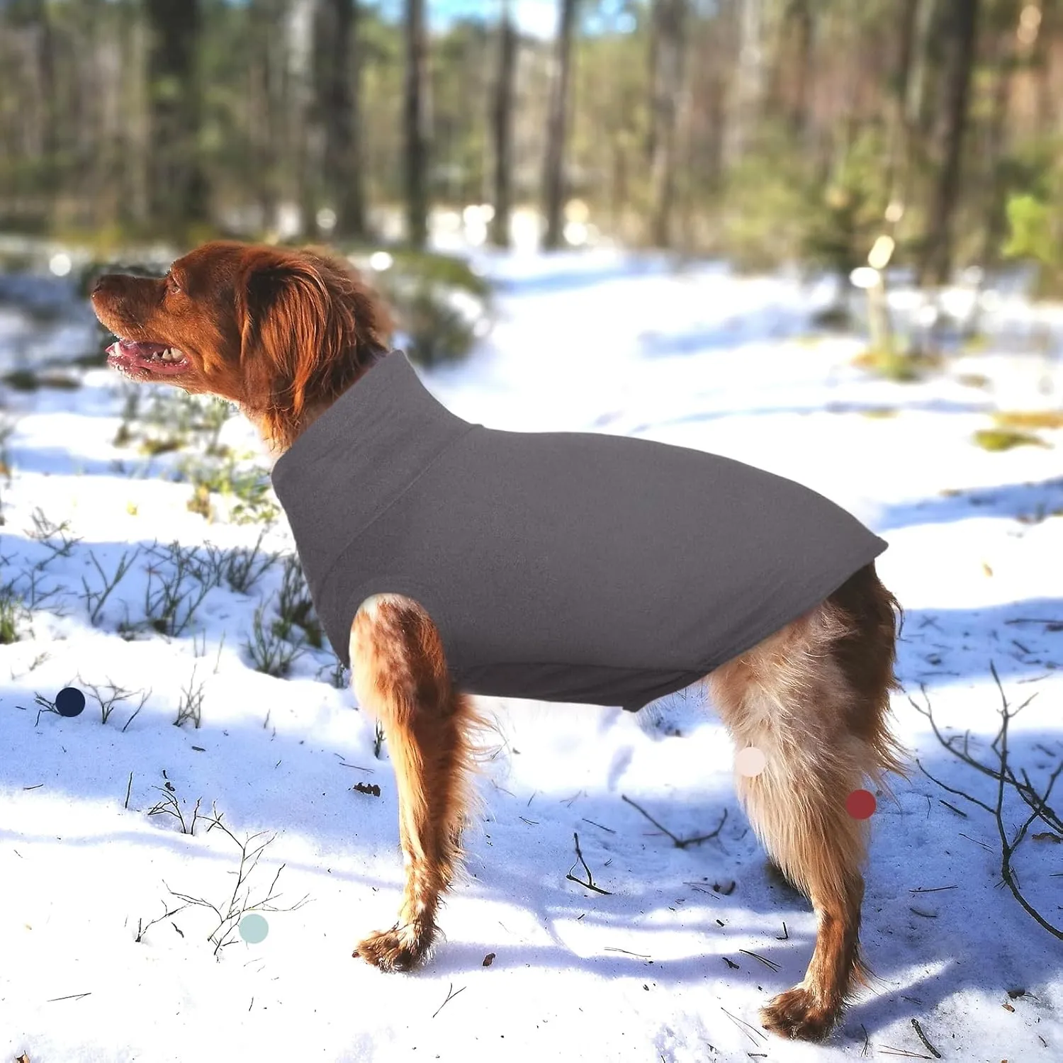 IECOii XL Dog Sweater - Stretch Fleece Turtleneck Vest for Large Dogs, Grey, X-Large, Warm Sweatshirt for Girl Boy, Christmas