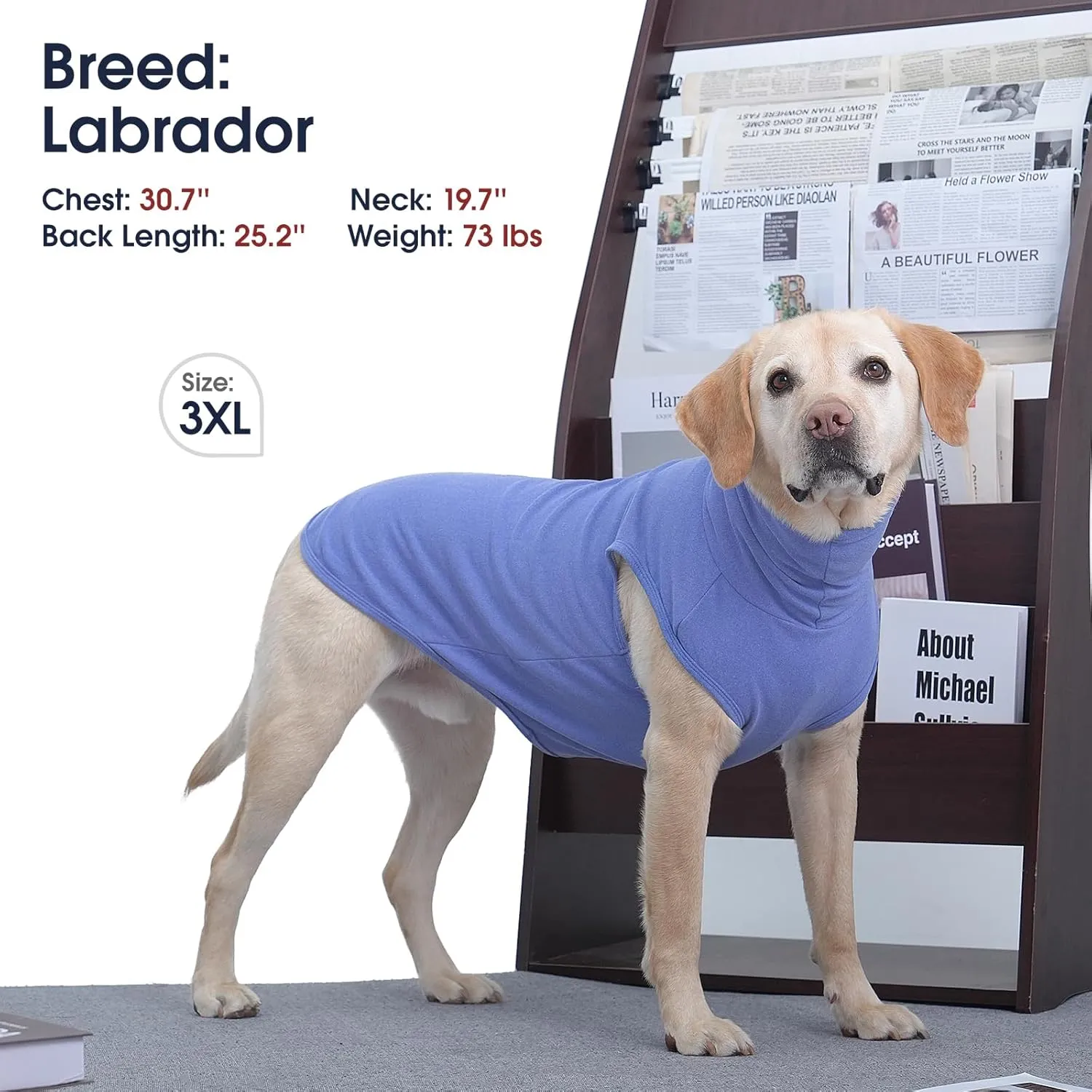 IECOii XL Dog Sweater,Stretch Fleece Vest Dog Sweater - Blue,X-Large,Turtleneck Dog Sweater For Large Dogs Girl Boy,Warm Dog Fleece Sweater Extra Large Dog Sweater Dog Sweatshirt,Christmas Dog Sweater