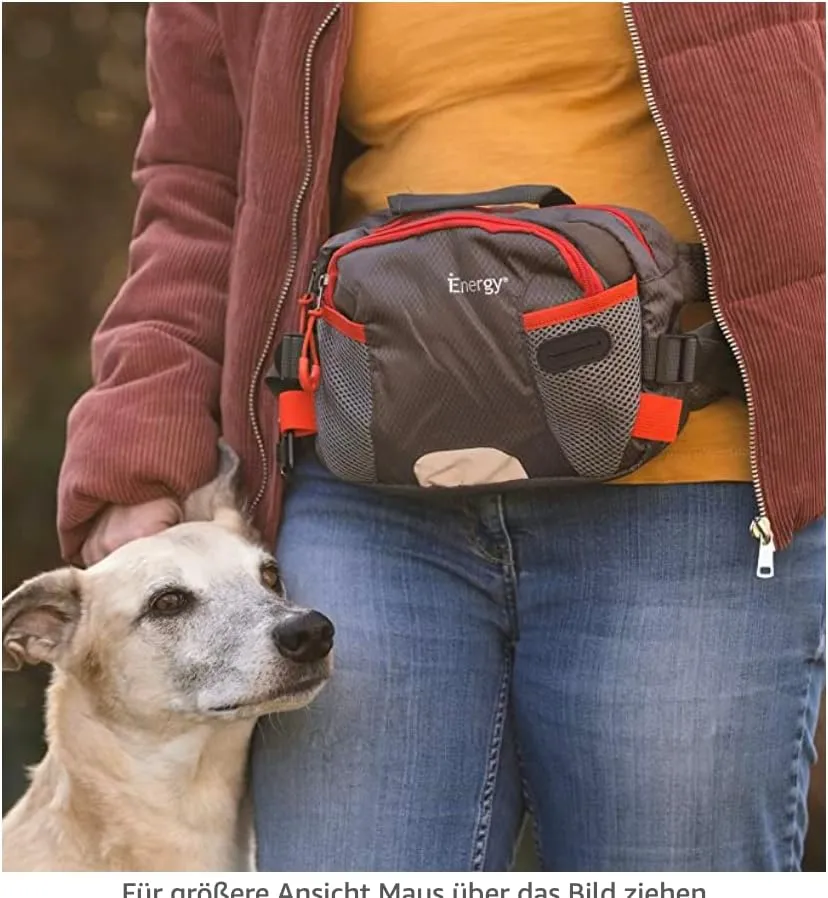 iEnergy PAT Waist Belt for Dog Owners - Durable Fanny Pack for Hands-Free Dog Walking, Training and Hiking with Treat Pouch - Pink