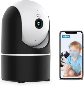 Indoor Camera, 1080P HD 360 Pan/Tilt WiFi Camera for Dog/Pet/Baby/Home Security, AI Human/Sound/Motion Detection, Night Vision, 2-Way Audio, Cloud/Max 256GB TF Card Storage, work with Alexa, White