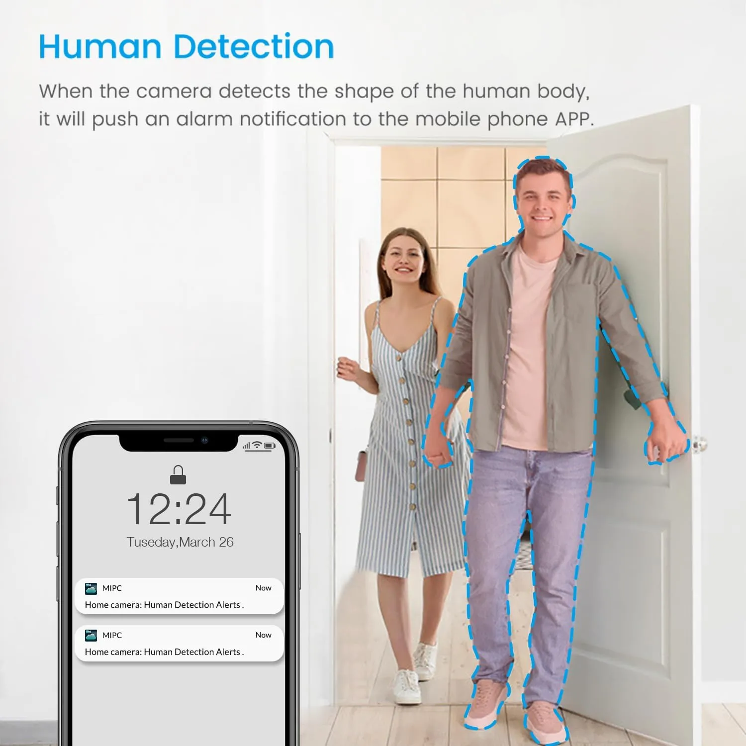 Indoor Camera, 1080P HD 360 Pan/Tilt WiFi Camera for Dog/Pet/Baby/Home Security, AI Human/Sound/Motion Detection, Night Vision, 2-Way Audio, Cloud/Max 256GB TF Card Storage, work with Alexa, White