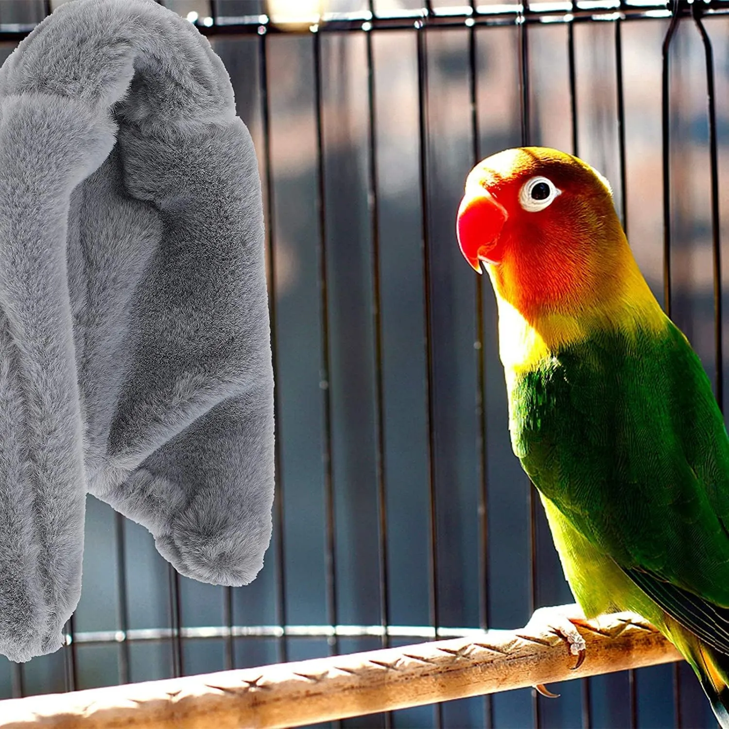 ISMARTEN 2 Pieces Comfort Corner Fleece Bird Blanket, Cuddle Nest Hanging Toy for Bird Cage, Warm Bird Shelter Bed for Small and Medium Parrots, Cockatiel Pigeon and Lovebirds (S)