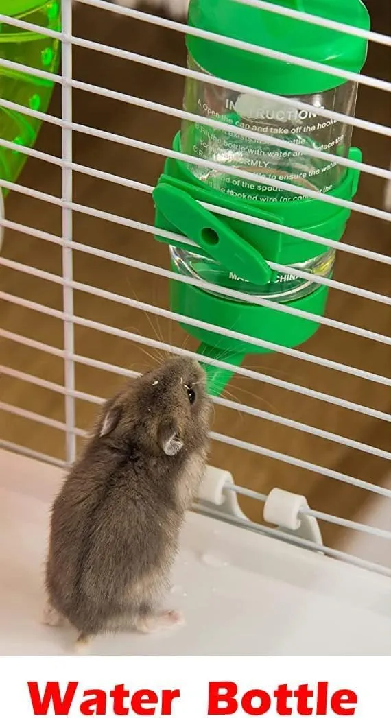 Large Twin Tower 5-Levels Crossing Level Tube Habitat Syrian Hamster Rodent Gerbil Mouse Mice Rat Wire Animal Home Cage with Hide House Running Wheel Food Bowl Water Bottle Deep Base