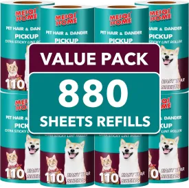 MEIQIHOME Extra Sticky Lint Roller Refills Only, 880 Easy-Tear Sheets for 3.9"-4" Lint Rollers with 1.5" Inner Diameter - Superior Cleanliness for Clothes
