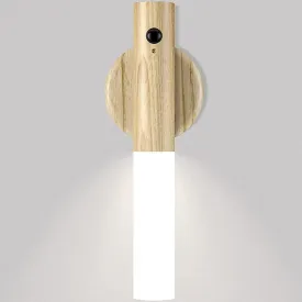 Miebul Motion Sensor Night Light, Rechargeable Body Sensor Night Light Indoor, Magnetic Wooden LED Wall Sconce for Bedroom Corridor Staircase Cabinet, White Ash Wood
