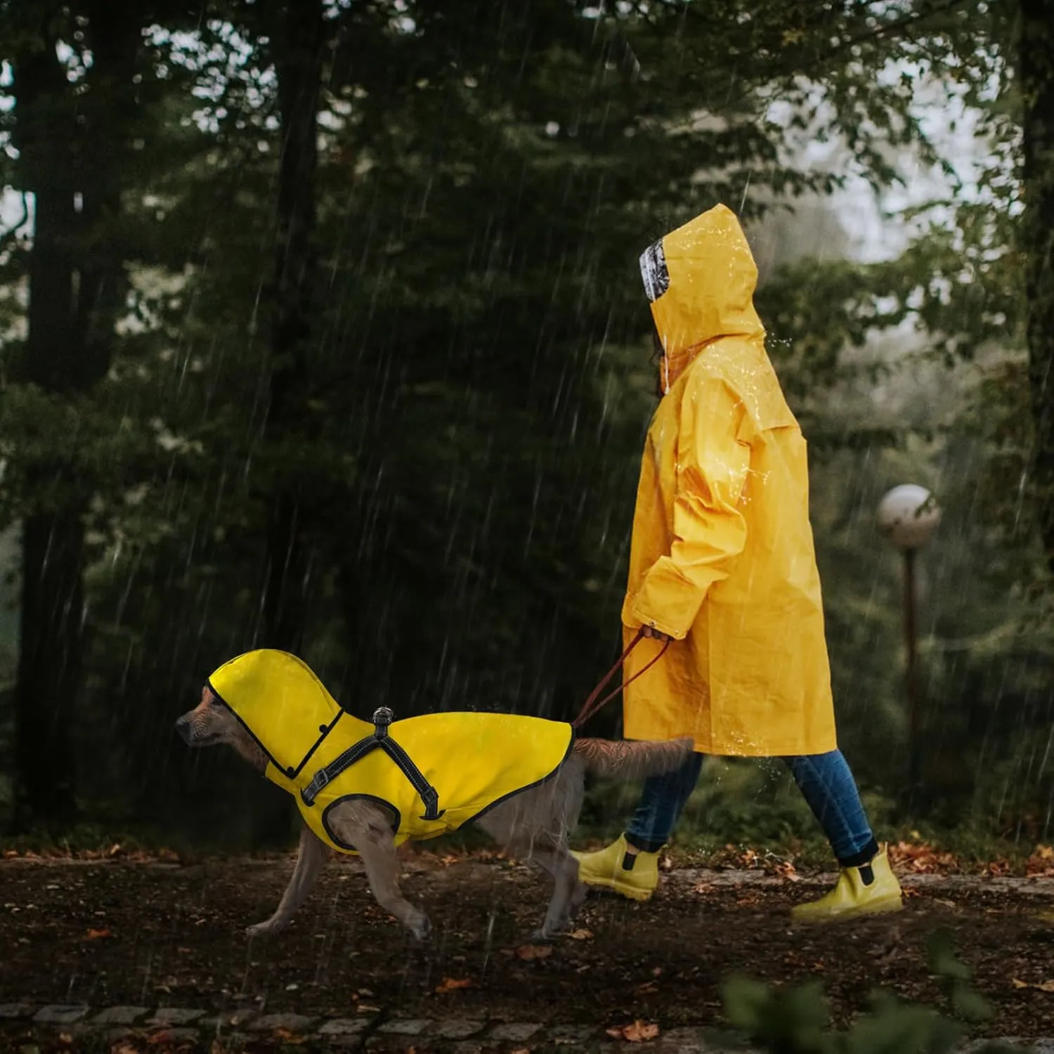Mosucoirl Dog Raincoat Waterproof Dog Hoodie Reflective Dogs Raincoat Hooded Adjustable Rain Jacket for Small Medium Large Dogs Puppies Doggie (Yellow, XXL)