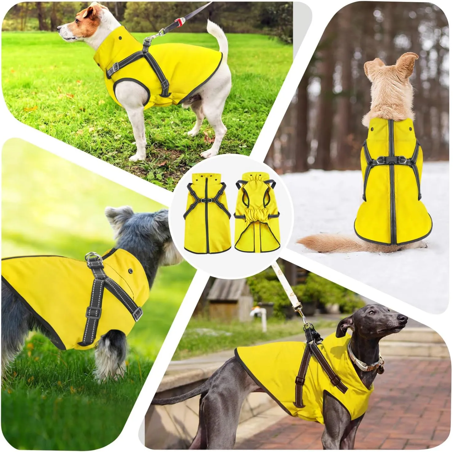 Mosucoirl Dog Raincoat Waterproof Dog Hoodie Reflective Dogs Raincoat Hooded Adjustable Rain Jacket for Small Medium Large Dogs Puppies Doggie (Yellow, XXL)
