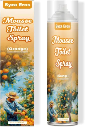 Mousse Toilet Spray for Poop 22 Fl Oz, Orange Scent, Bathroom Spray Odor Eliminator, Poop Spray for Toilet, Bathroom Odor Deodorizer, Poop Spray Odor Eliminator for Bathroom, Prevent Water Splashing