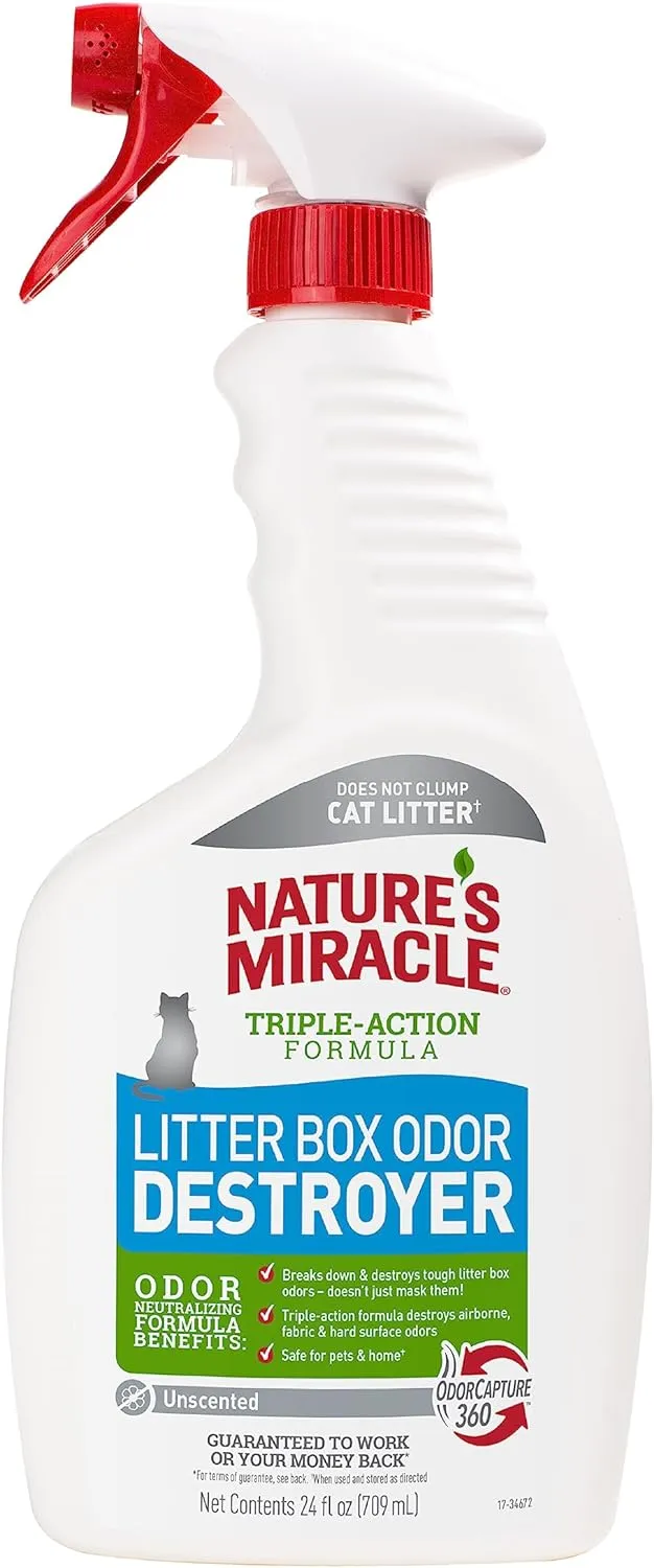 Nature's Miracle Litter Box Odor Destroyer, 24 Ounces, Eliminates Feces, Urine and Ammonia Odors from Cat Litter Box