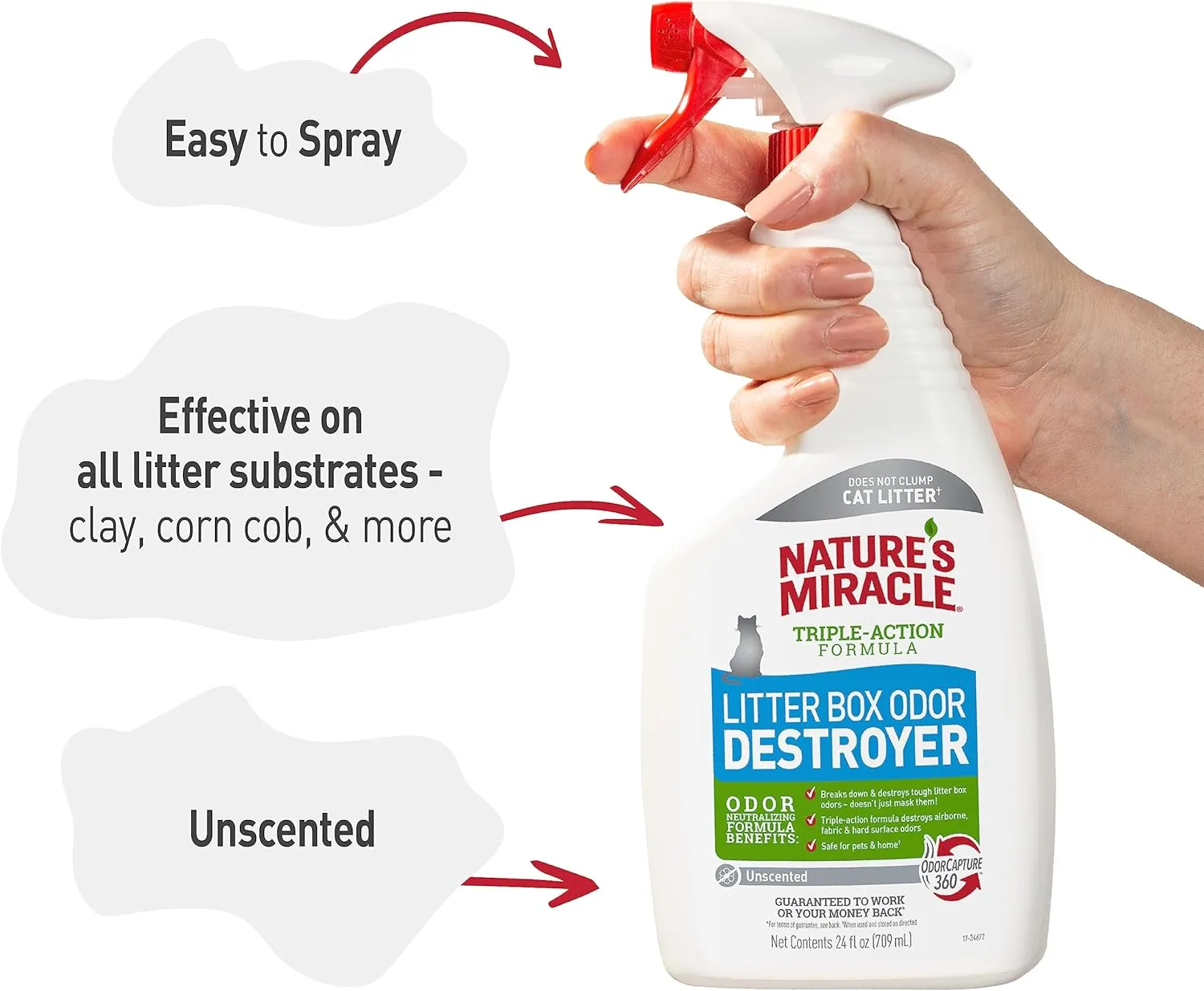 Nature's Miracle Litter Box Odor Destroyer, 24 Ounces, Eliminates Feces, Urine and Ammonia Odors from Cat Litter Box