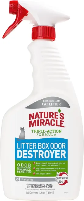 Nature's Miracle Litter Box Odor Destroyer, 24 Ounces, Eliminates Feces, Urine and Ammonia Odors from Cat Litter Box