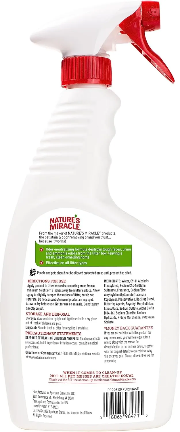Nature's Miracle Litter Box Odor Destroyer, 24 Ounces, Eliminates Feces, Urine and Ammonia Odors from Cat Litter Box