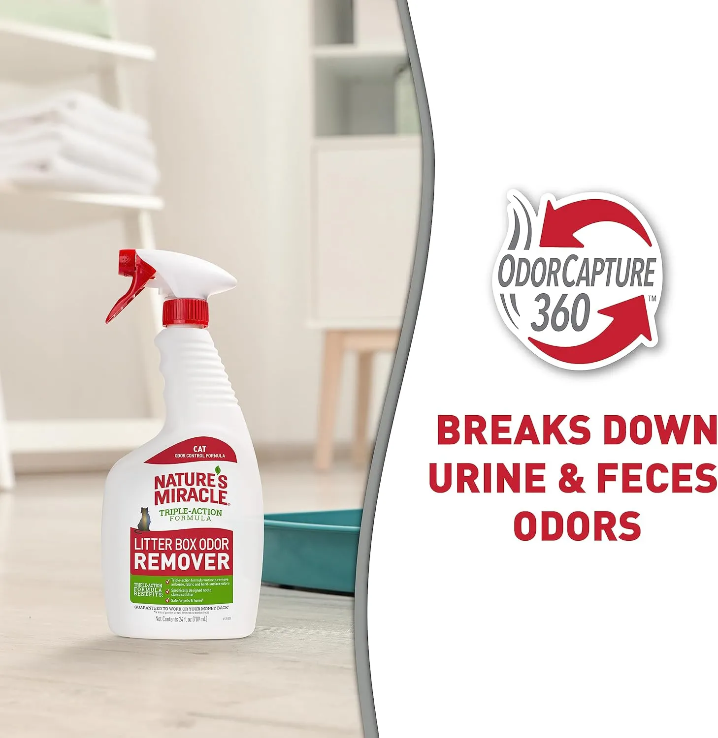 Nature's Miracle Litter Box Odor Destroyer, 24 Ounces, Eliminates Feces, Urine and Ammonia Odors from Cat Litter Box