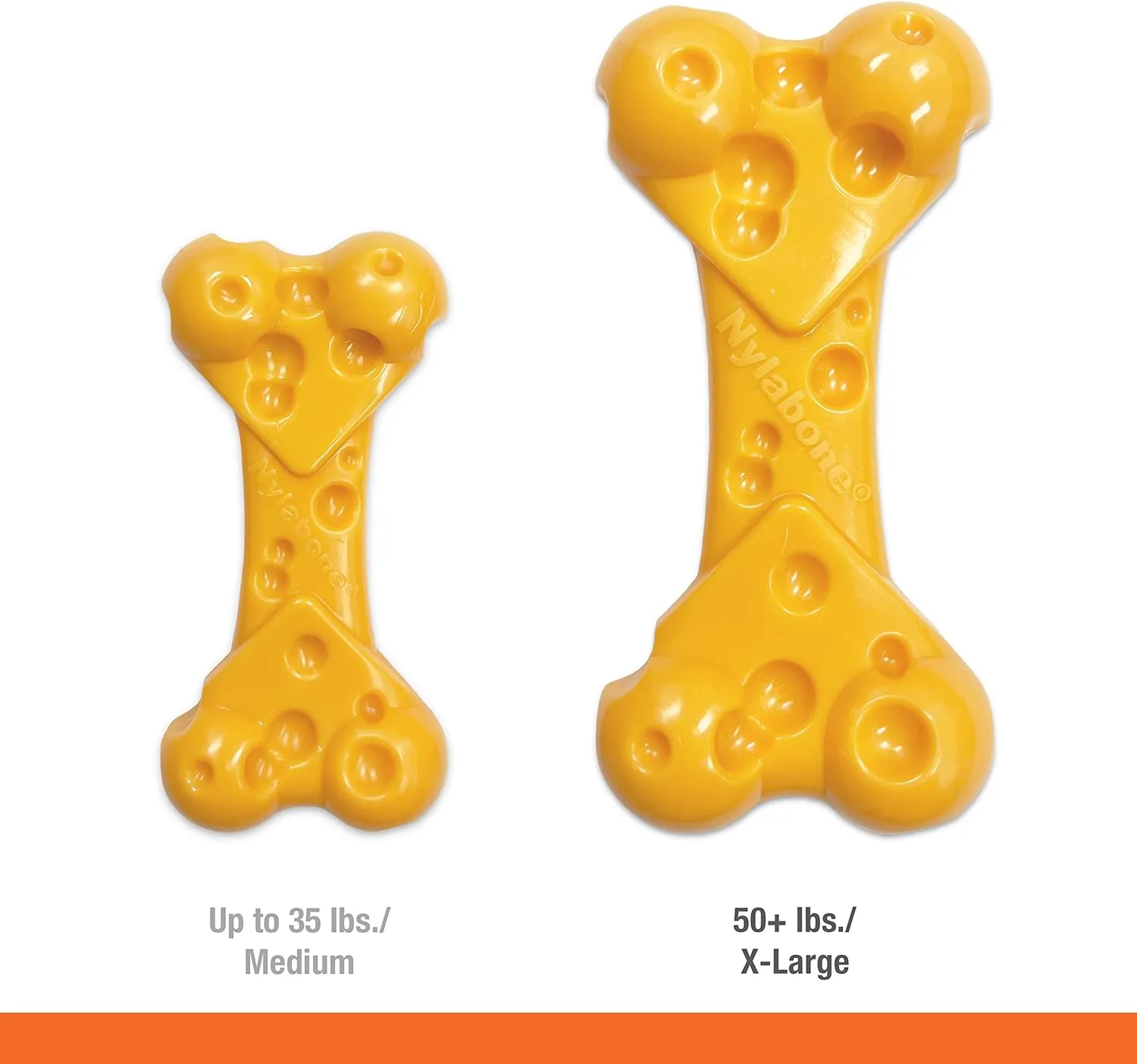 Nylabone Cheese Bone Power Chew Toy for Dogs, Cute Dog Toys for Aggressive Chewers, Cheese Flavor, X-Large Dogs - 50  lbs, 1 Count
