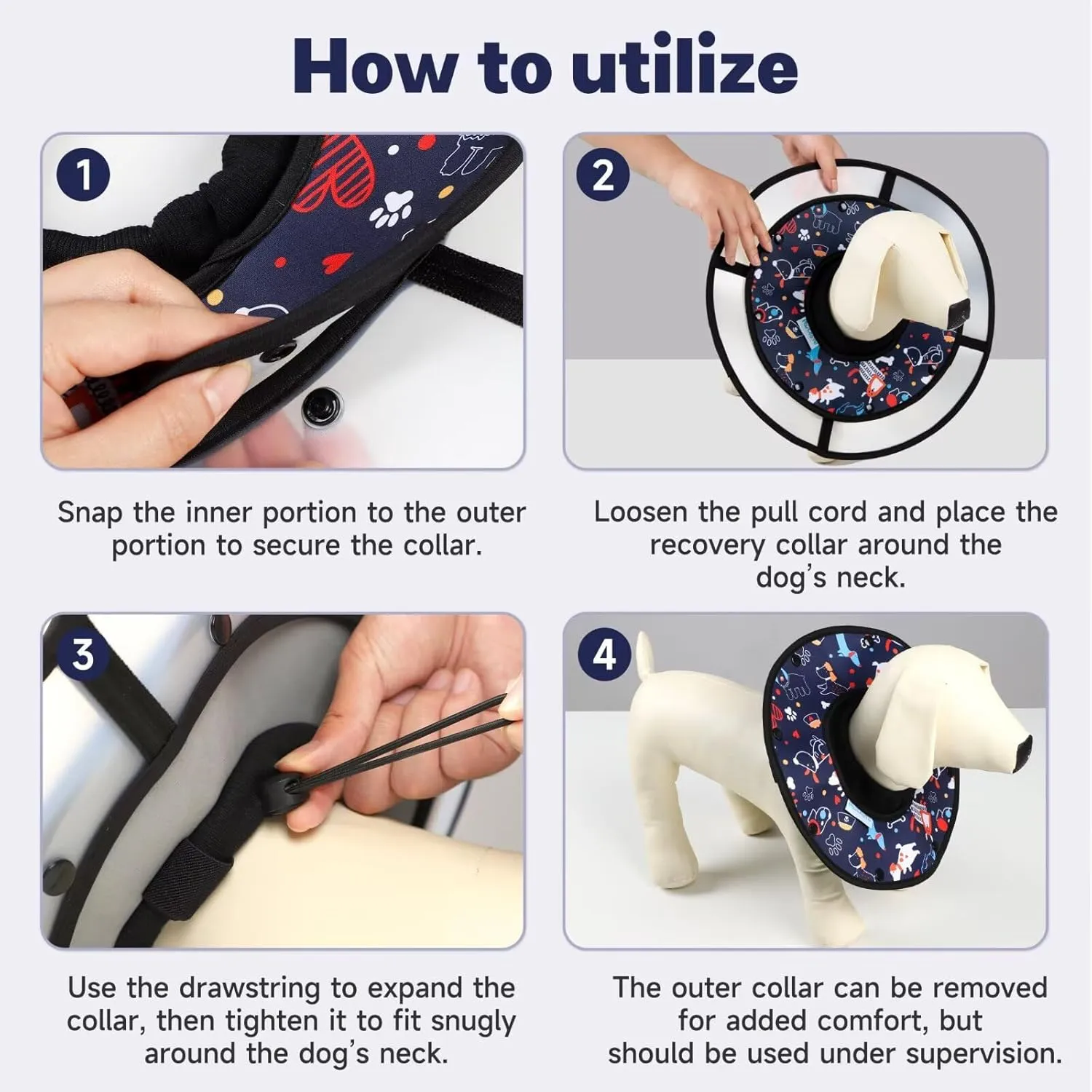 Paw Legend Soft Dog Cone Collar for Dogs After Surgery Pet Recovery Collar for Small Medium Short-Nosed Cats Lightweight Comfy Cone Alternative to Stop Licking, S